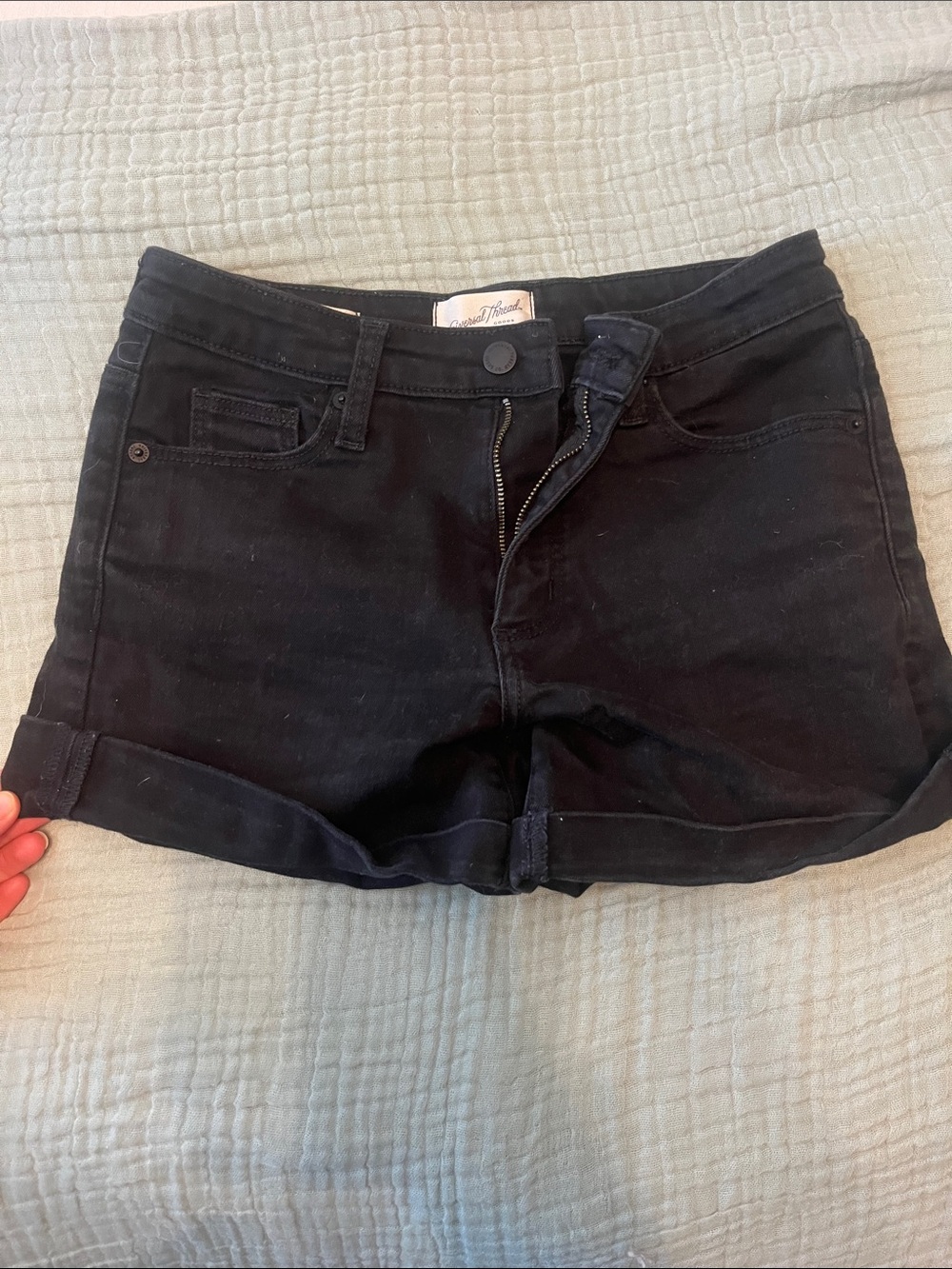 Universal Thread Black High Rise MIDI Cuffed Denim Shorts